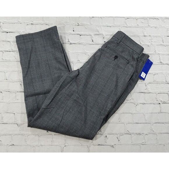 Alan Flusser Golf Pants Flat Front Gray Plaid MENS SIZE 31X30 - Picture 6 of 7